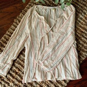 {Miami Brand} Striped Long Sleeve Blouse